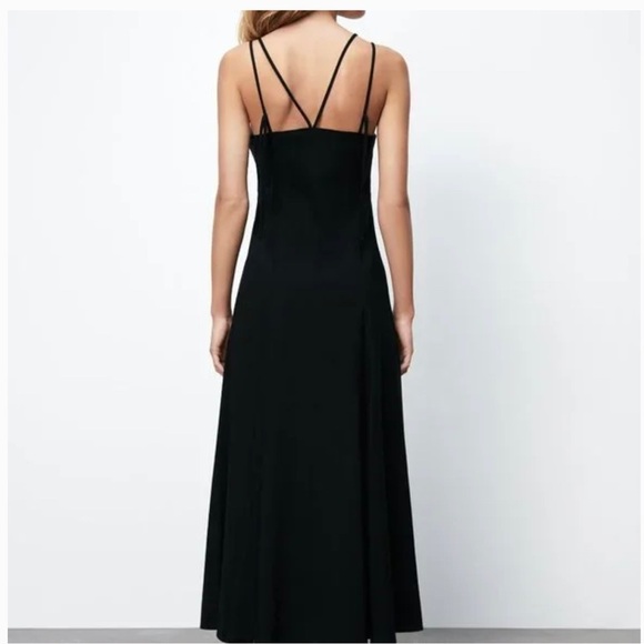 NWT Zara LINEN BLEND DRESS M Black | 3067/303 - Picture 11 of 13